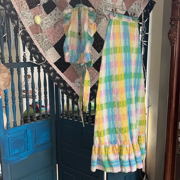 Vintage 1970’s “Young Edwardian, Arpeja” Ruffle Halter Top and Hem Skirt - Picture 2 of 10